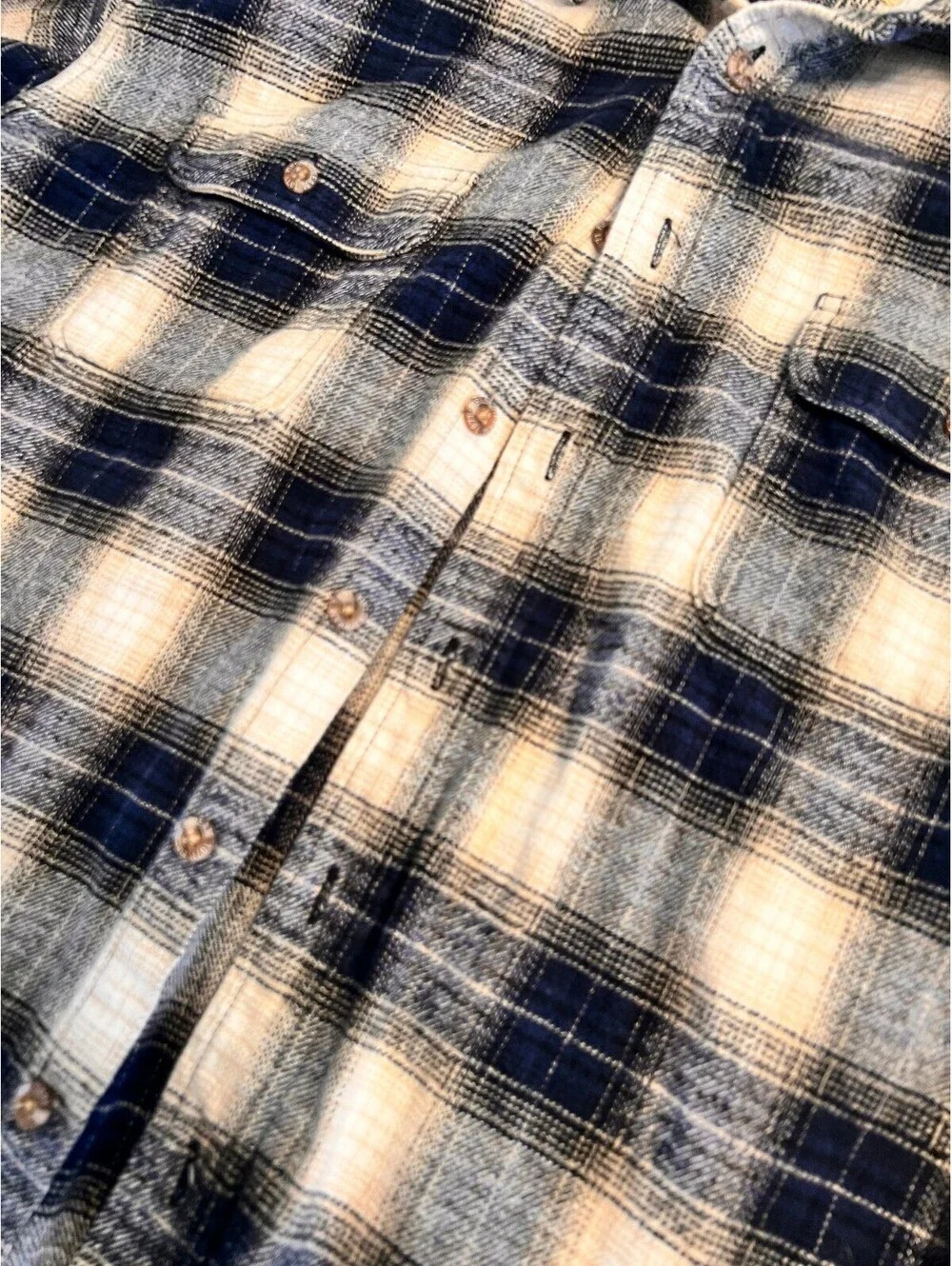 Field & Stream Men's Blue and White Plaid Flannel Shirt